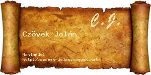 Czövek Jolán névjegykártya